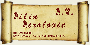 Milin Mirolović vizit kartica